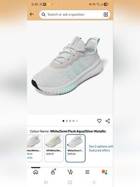 Adidas Lightweight Knit Runner in White & Aqua 8W